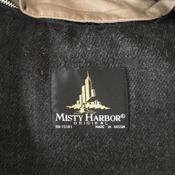 MISTY Harbor Black & Tan Cotton Trench Coat Removable Wool Lining Size 6P Petite - Picture 3 of 8